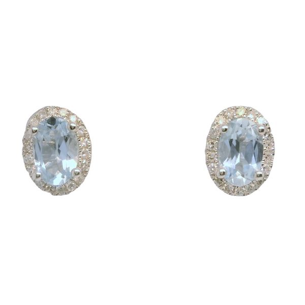10K White Gold Aquamarine & Diamond Earrings (0.10 CTW) Bradley's Jewelers Jacksonville, NC