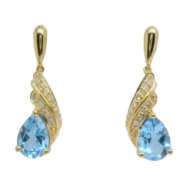 10K Yellow Gold Blue Topaz & Diamond Earrings (0.10 CTW) Bradley's Jewelers Jacksonville, NC