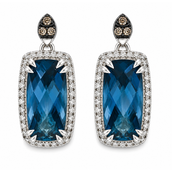 LeVian Serenity London Blue Topaz and Diamond Earrings 5.37CTW Bradley's Jewelers Jacksonville, NC