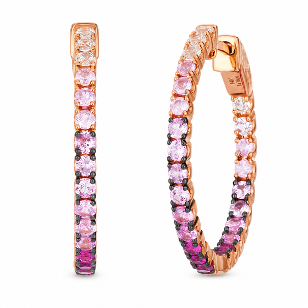 LeVian Pink Sapphire Ombre Earrings in 14K Strawberry Gold Bradley's Jewelers Jacksonville, NC