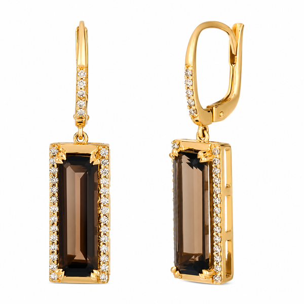 LeVian Art Deco Chocolate Quartz and Nude Diamond Earrings Bradley's Jewelers Jacksonville, NC