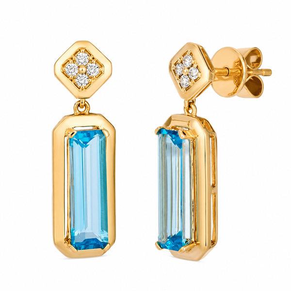 LeVian® Art Deco Blue Topaz Earrings in Honey Gold™ Bradley's Jewelers Jacksonville, NC