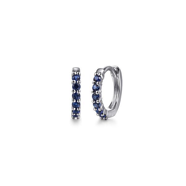 Gabriel & Co 14K White Gold Sapphire Huggie Hoop Earrings – Color Collection Bradley's Jewelers Jacksonville, NC