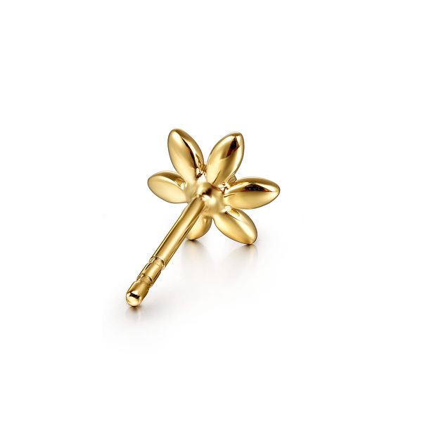 Gabriel & Co 14K Yellow Gold White Sapphire Floral Stud Earrings – Contemporary Collection Image 3 Bradley's Jewelers Jacksonville, NC