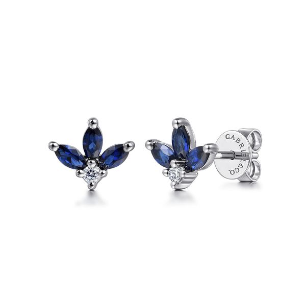 Gabriel & Co 14K White Gold Diamond & Sapphire Stud Earrings – Color Collection Bradley's Jewelers Jacksonville, NC