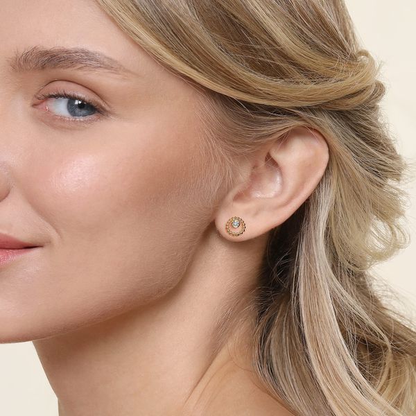 Gabriel & Co 14K Yellow Gold White Sapphire Stud Earrings – Bujukan Collection Image 2 Bradley's Jewelers Jacksonville, NC