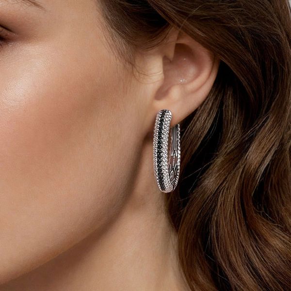 Gabriel & Co Sterling Silver Black Spinel Hoop Earrings – Bujukan Collection Image 4 Bradley's Jewelers Jacksonville, NC