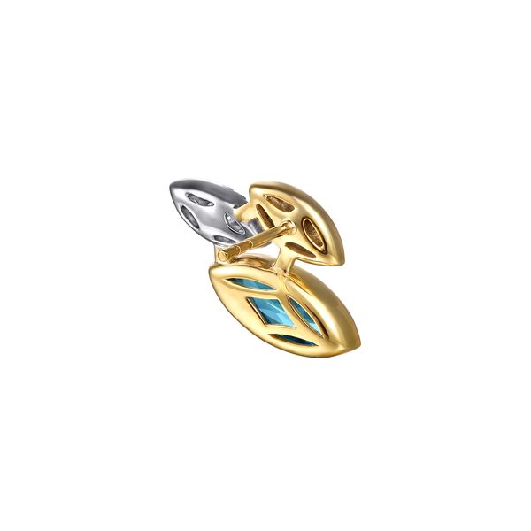 Gabriel & Co Two-Tone Gold Diamond & Blue Topaz Stud Earrings – Color Collection Image 3 Bradley's Jewelers Jacksonville, NC