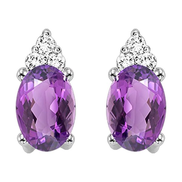 10K White Gold Amethyst & Diamond Oval Stud Earrings Bradley's Jewelers Jacksonville, NC