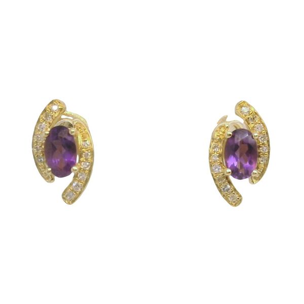 10K Yellow Gold Amethyst & Diamond Stud Earrings (0.07 CTW) Bradley's Jewelers Jacksonville, NC