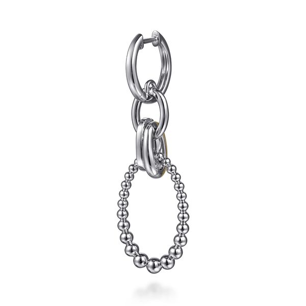 Gabriel & Co Sterling Silver & 14K Yellow Gold White Sapphire Link Drop Earrings – Bujukan Collection Image 3 Bradley's Jewelers Jacksonville, NC