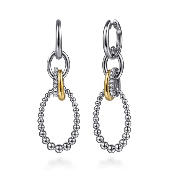 Gabriel & Co Sterling Silver & 14K Yellow Gold White Sapphire Link Drop Earrings – Bujukan Collection Bradley's Jewelers Jacksonville, NC