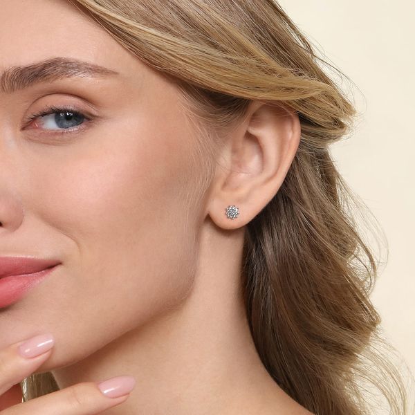 Gabriel & Co 14K White Gold White Sapphire Cluster Stud Earrings – Color Collection Image 2 Bradley's Jewelers Jacksonville, NC