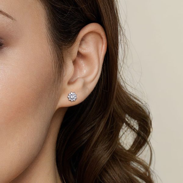 Gabriel & Co 14K White Gold White Sapphire Cluster Stud Earrings – Color Collection Image 4 Bradley's Jewelers Jacksonville, NC