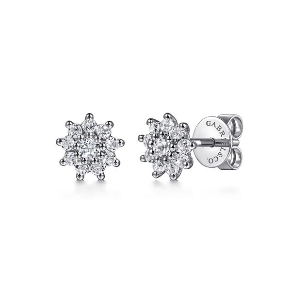 Gabriel & Co 14K White Gold White Sapphire Cluster Stud Earrings – Color Collection Bradley's Jewelers Jacksonville, NC