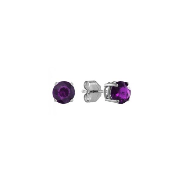 14K White Gold Amethyst Stud Earrings (Round) Bradley's Jewelers Jacksonville, NC