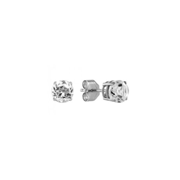 14K White Gold White Topaz Stud Earrings Bradley's Jewelers Jacksonville, NC