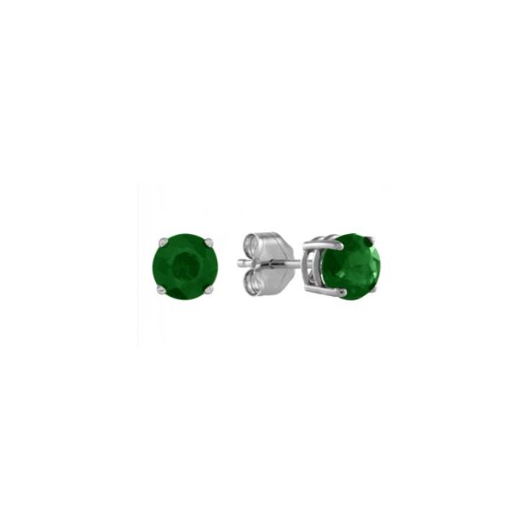 14K White Gold Emerald Stud Earrings Bradley's Jewelers Jacksonville, NC