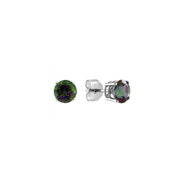 14K White Gold Mystic Fire Topaz Stud Earrings Bradley's Jewelers Jacksonville, NC