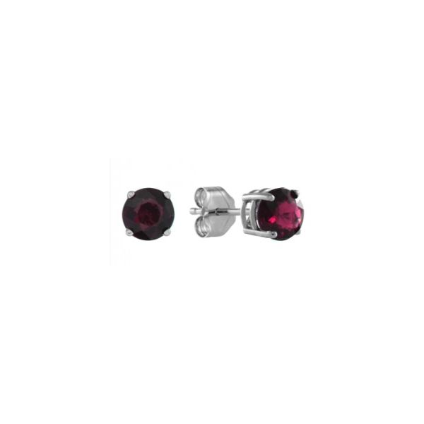 14K White Gold Created Ruby Stud Earrings Bradley's Jewelers Jacksonville, NC