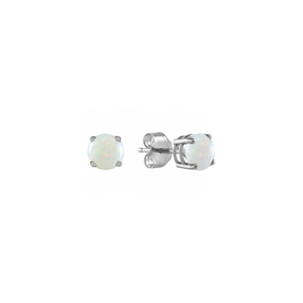 14K White Gold Opal Stud Earrings (Round) Bradley's Jewelers Jacksonville, NC
