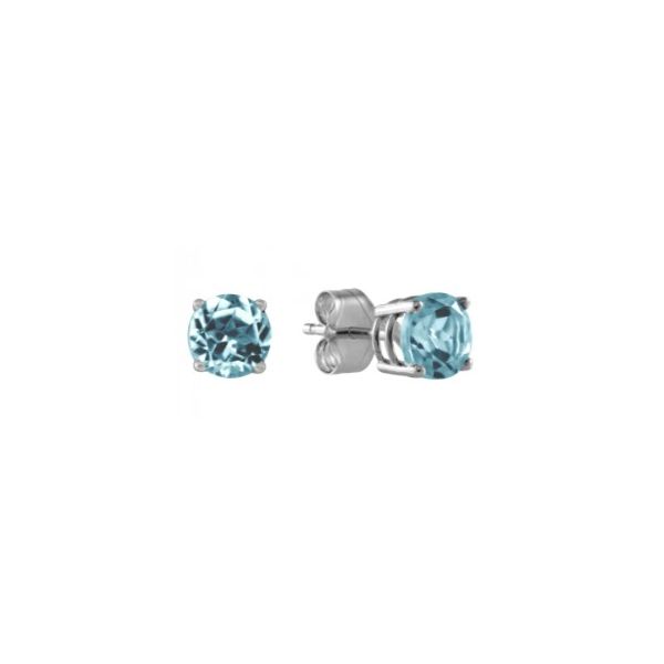 14K White Gold Round Aquamarine Stud Earrings Bradley's Jewelers Jacksonville, NC