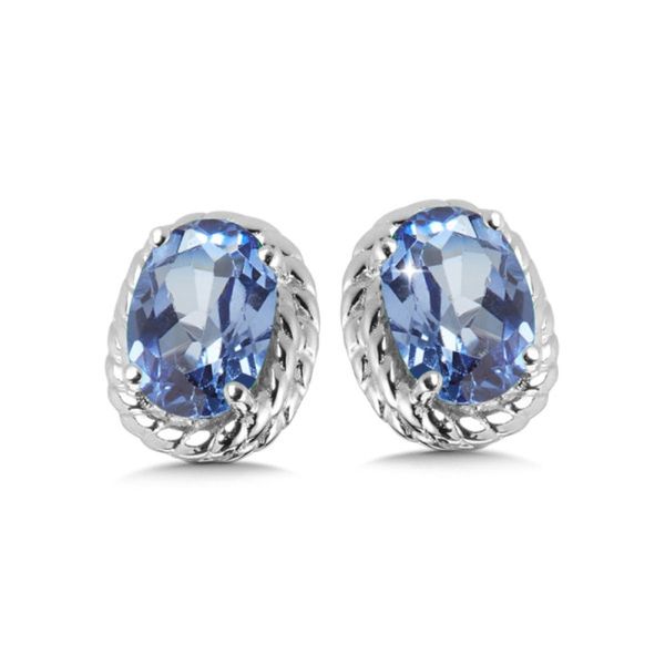 Sterling Silver Created Sapphire Birthstone Stud Earrings Bradley's Jewelers Jacksonville, NC