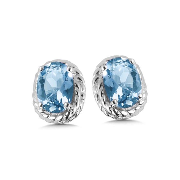 Sterling Silver Blue Topaz Birthstone Stud Earrings Bradley's Jewelers Jacksonville, NC