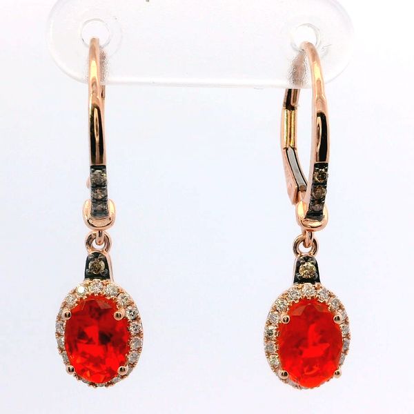 Le Vian Neon Tangerine Fire Opal and Diamond Earrings in 14K Strawberry Gold Bradley's Jewelers Jacksonville, NC