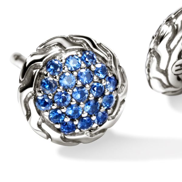 John Hardy Essentials Sterling Silver Blue Sapphire Stud Earrings 7mm Image 3 Bradley's Jewelers Jacksonville, NC