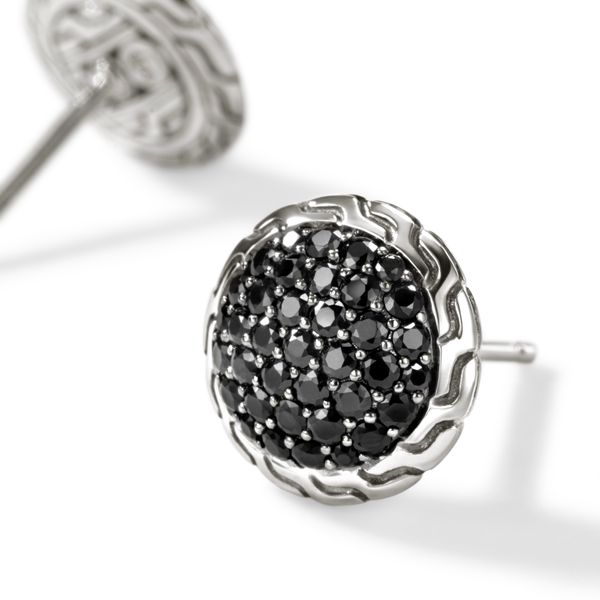 John Hardy Essentials 10mm Sterling Silver Stud Earrings with Blue Sapphires Image 2 Bradley's Jewelers Jacksonville, NC