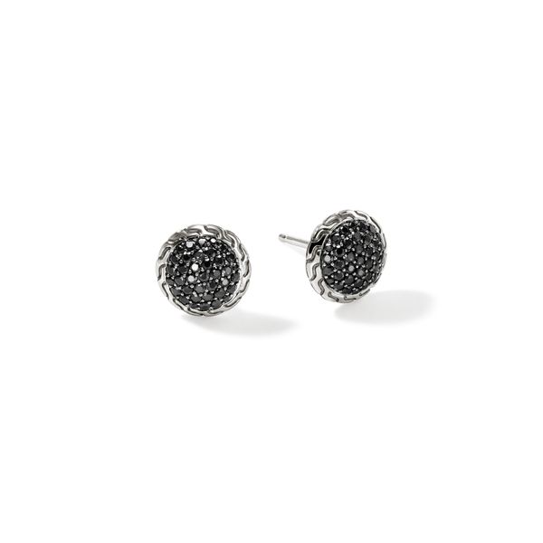 John Hardy Essentials 10mm Sterling Silver Stud Earrings with Blue Sapphires Bradley's Jewelers Jacksonville, NC