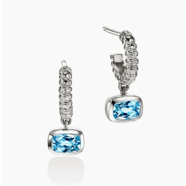 John Hardy Heishi Silver Drop Earrings with Swiss Blue Topaz Bradley's Jewelers Jacksonville, NC