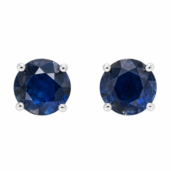 14K White Gold Round Sapphire Stud Earrings - 2.20 CTW Bradley's Jewelers Jacksonville, NC