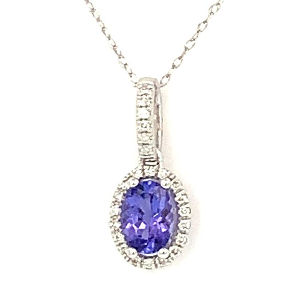 14K White Gold Tanzanite & Diamond Oval Drop Pendant 0.96 CTW | Bradley's Jewelers Bradley's Jewelers Jacksonville, NC