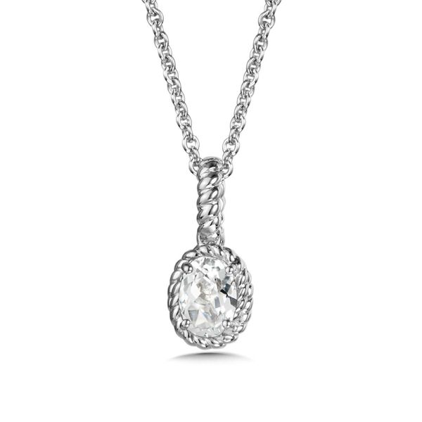 Sterling Silver Created White Sapphire Birthstone Pendant Bradley's Jewelers Jacksonville, NC