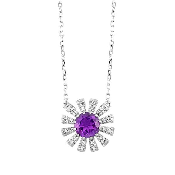 10K White Gold Amethyst & Diamond Round Pendant Bradley's Jewelers Jacksonville, NC
