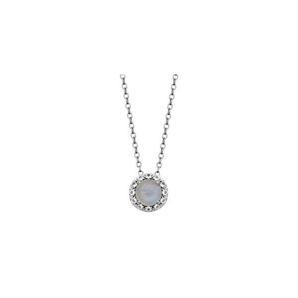 Samuel B Sterling Silver Rainbow Moonstone & White Topaz Pendant Bradley's Jewelers Jacksonville, NC