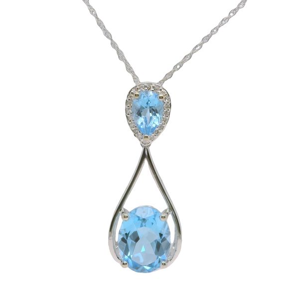 10K White Gold Blue Topaz Pendant | Mixed Shape Gemstone Necklace Bradley's Jewelers Jacksonville, NC