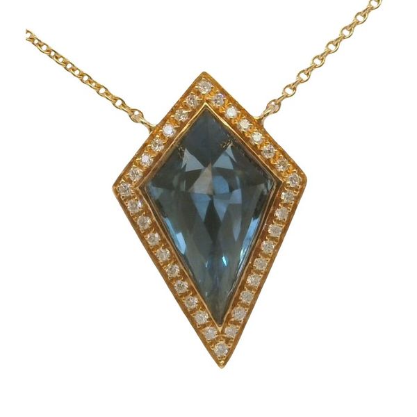 14K Rosé Gold Blue Topaz & Diamond Pendant Bradley's Jewelers Jacksonville, NC
