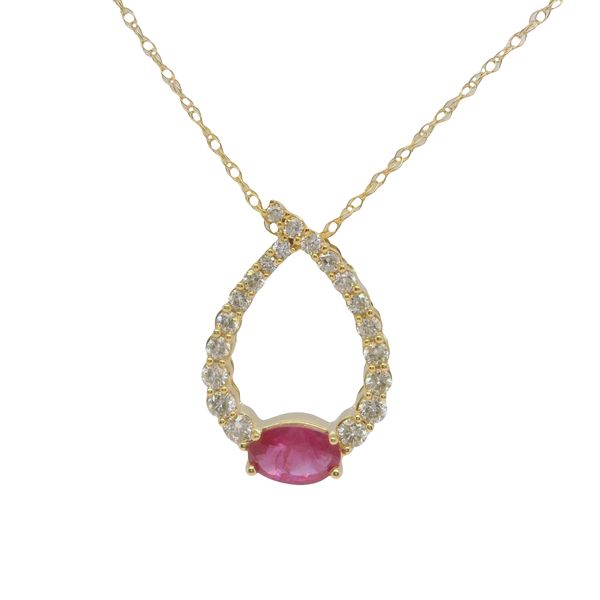 14K Yellow Gold Ruby & Diamond Pendant 0.89 CTW Oval Rubies | Bradley's Jewelers Bradley's Jewelers Jacksonville, NC