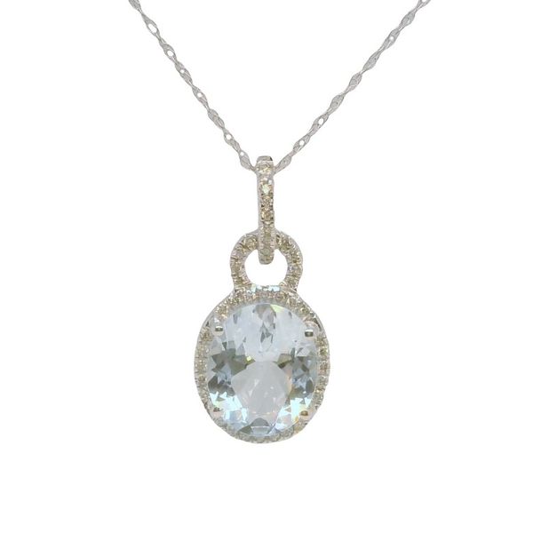 14K White Gold Aquamarine & Diamond Pendant 2.12 CTW Oval Aquamarine | Bradley's Jewelers Bradley's Jewelers Jacksonville, NC