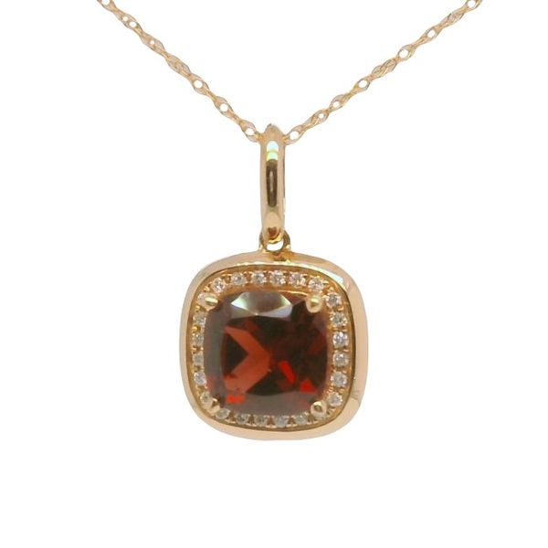 14K Rose Gold Cushion Garnet & Diamond Pendant 1.58 CTW | Bradley's Jewelers Bradley's Jewelers Jacksonville, NC