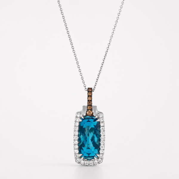 LeVian Serenity Blue Topaz and Diamond Pendant Vanilla Gold Bradley's Jewelers Jacksonville, NC
