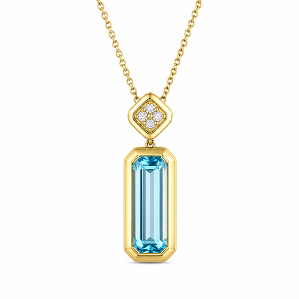 LeVian® Art Deco Blue Topaz Pendant in Honey Gold™ Bradley's Jewelers Jacksonville, NC