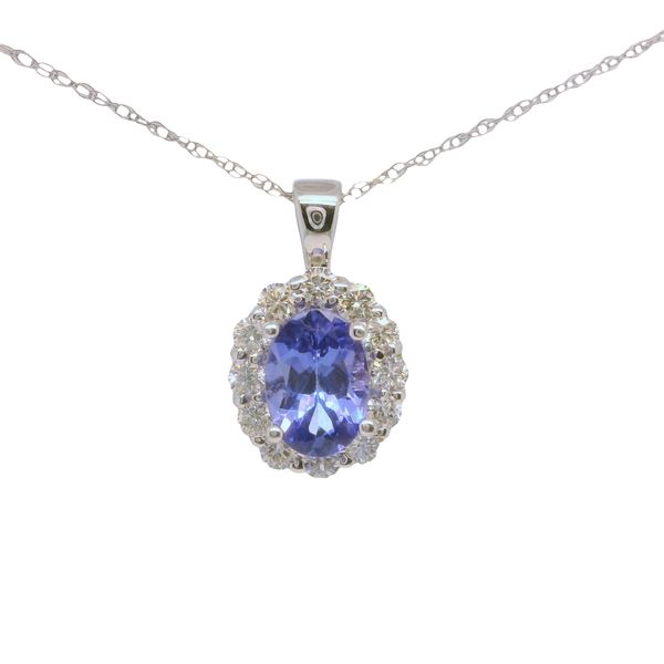 14K White Gold Tanzanite & Diamond Pendant 1.15 CTW Oval Tanzanite | Bradley's Jewelers Bradley's Jewelers Jacksonville, NC