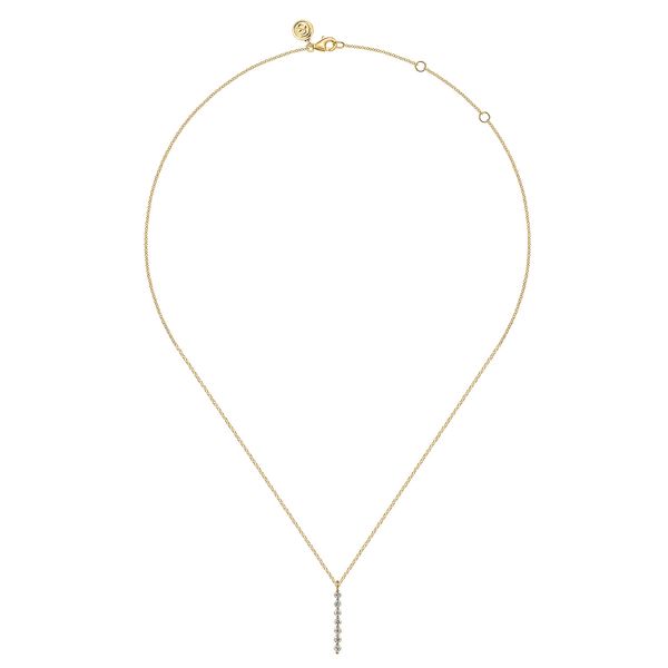 Gabriel & Co 14K Yellow Gold White Sapphire Bar Necklace – Color Collection Image 2 Bradley's Jewelers Jacksonville, NC