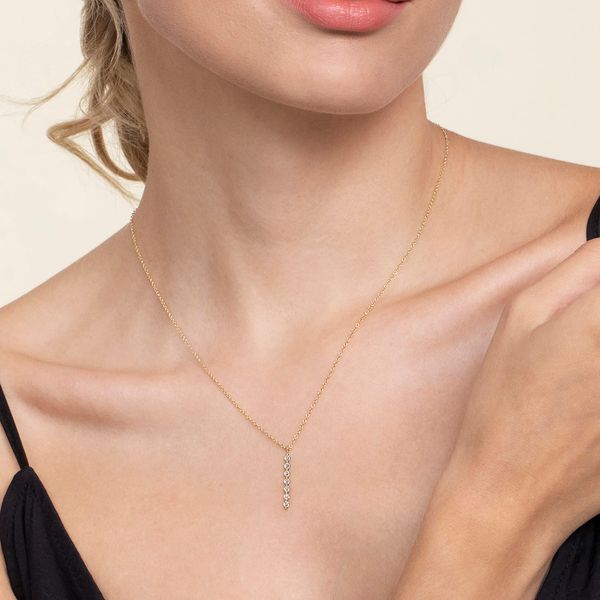 Gabriel & Co 14K Yellow Gold White Sapphire Bar Necklace – Color Collection Image 3 Bradley's Jewelers Jacksonville, NC
