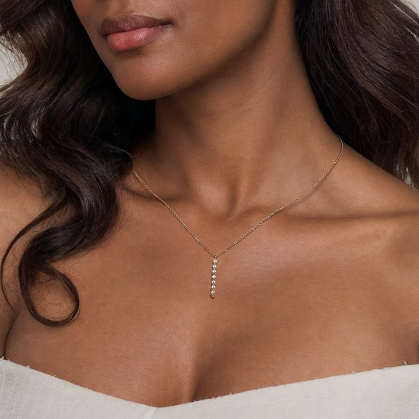 Gabriel & Co 14K Yellow Gold White Sapphire Bar Necklace – Color Collection Image 4 Bradley's Jewelers Jacksonville, NC