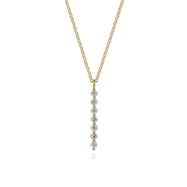 Gabriel & Co 14K Yellow Gold White Sapphire Bar Necklace – Color Collection Bradley's Jewelers Jacksonville, NC